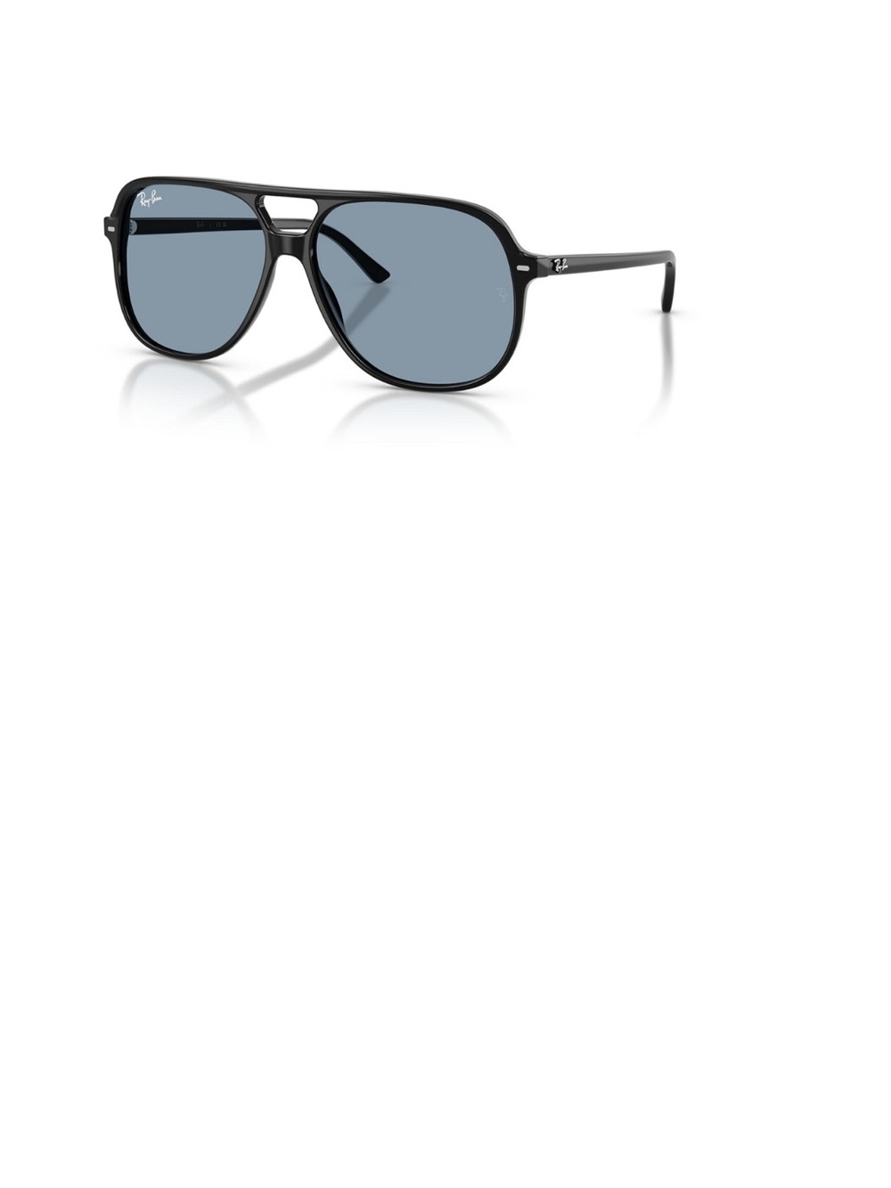 Ray-Ban Black Frame Sunglasses with Blue Lenses - Pilot Style